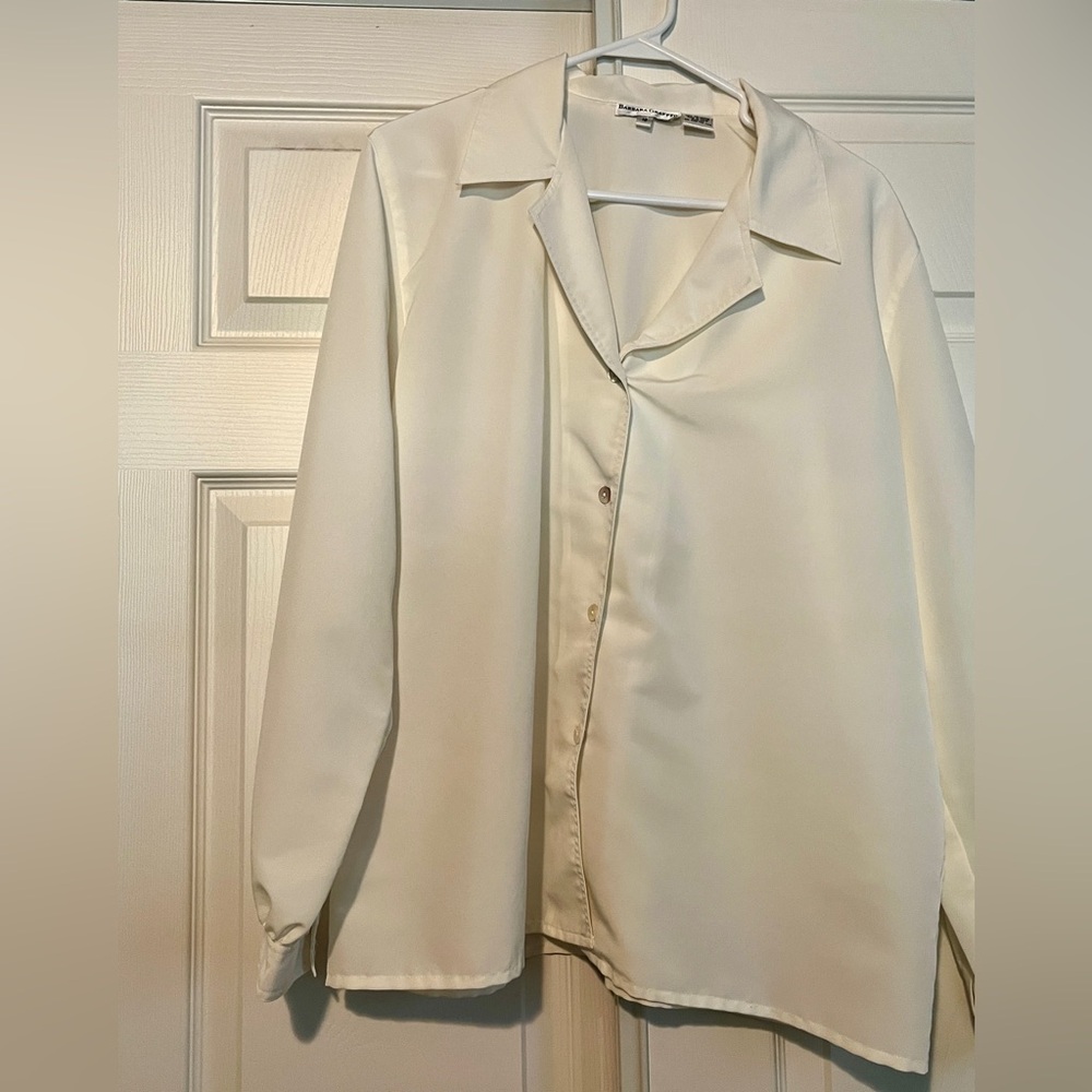 Barbara Graffeo Women's Long Sleeve Top Blouse Button Up Sz 18 Dbl Pockets Vtg